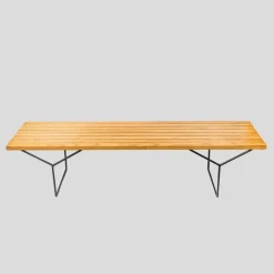 Pamono Mid-Century Slat Bench by Harry Bertoia for Knoll><noscript><img width=