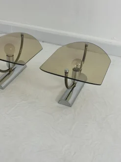 Clearance Pamono Mid-Century Smoked Glass Wall Lamps, 1960s, Set of 2