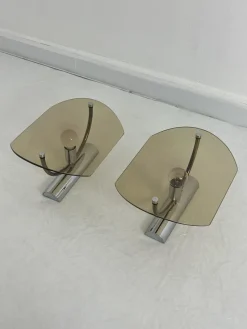 Clearance Pamono Mid-Century Smoked Glass Wall Lamps, 1960s, Set of 2