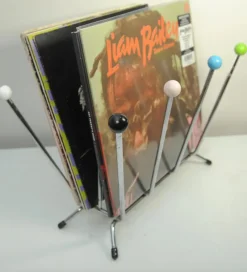 Pamono Mid-Century Space Age Sputnik Atomic Magazine Holder in Chrome and Wood, 1970s><noscript><img width=