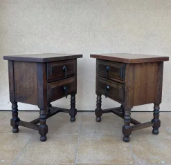 Pamono Mid-Century Spanish Bedside Tables with Drawers, 1950s, Set of 2><noscript><img width=