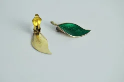 Pamono Mid-Century Sterling Silver and Enamel Ear Clips from David Andersen, 1950s, Set of 2><noscript><img width=
