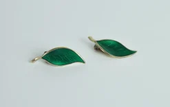 Pamono Mid-Century Sterling Silver and Enamel Ear Clips from David Andersen, 1950s, Set of 2><noscript><img width=