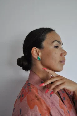 Pamono Mid-Century Sterling Silver and Enamel Ear Clips from David Andersen, 1950s, Set of 2><noscript><img width=