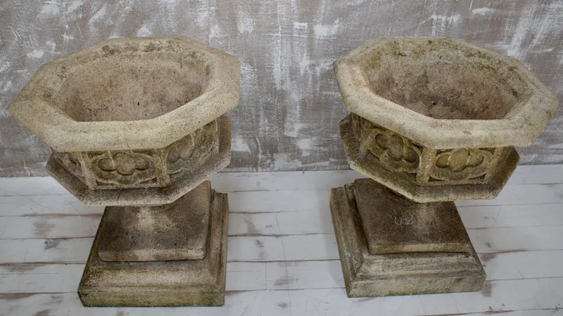 Discount Pamono Mid-Century Stone Gothic Garden Urns