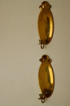 Pamono Mid-Century Swedish Brass Sconces, Set of 2> Candleholders