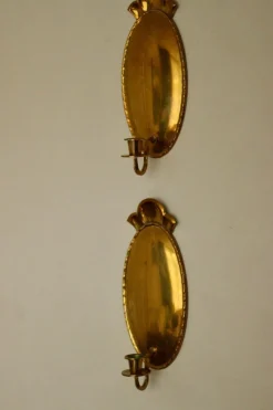 Pamono Mid-Century Swedish Brass Sconces, Set of 2> Candleholders