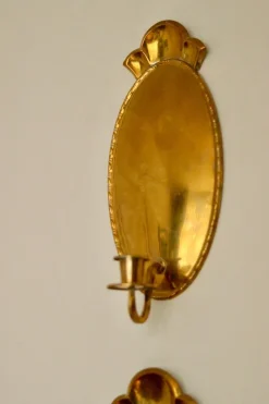Pamono Mid-Century Swedish Brass Sconces, Set of 2><noscript><img width=