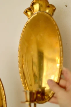 Pamono Mid-Century Swedish Brass Sconces, Set of 2><noscript><img width=