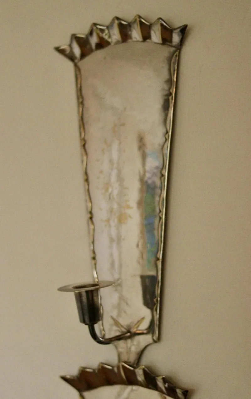 Pamono Mid-Century Swedish Pewter Sconces, Set of 2> Candleholders