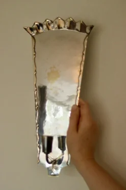 Pamono Mid-Century Swedish Pewter Sconces, Set of 2><noscript><img width=