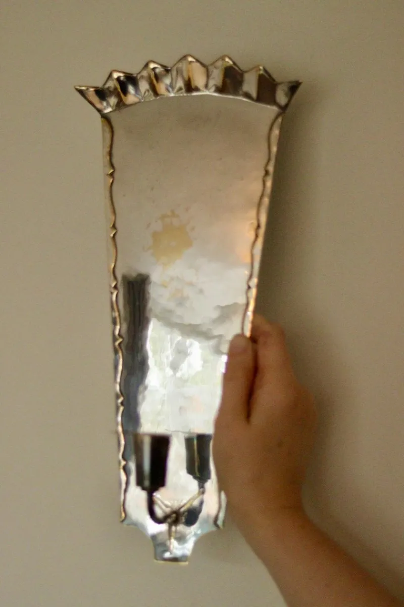 Pamono Mid-Century Swedish Pewter Sconces, Set of 2> Candleholders