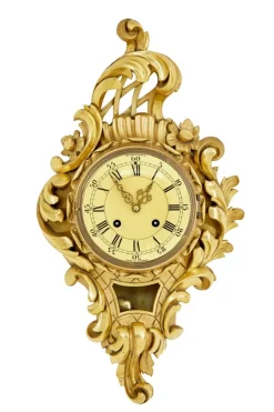 Pamono Mid-Century Swedish Rococo Revival Carved Gilt Clock, 1950s> Clocks