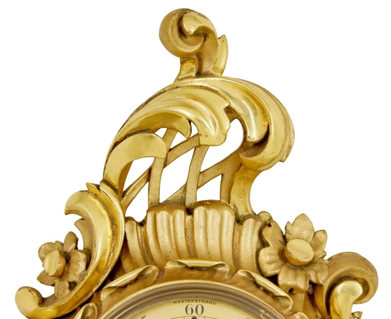 Pamono Mid-Century Swedish Rococo Revival Carved Gilt Clock, 1950s> Clocks