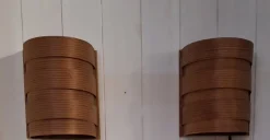 Pamono Mid-Century Swedish Wall Lamps with Pine Veneer Slats, 1960s, Set of 2> Wall Lights & Sconces