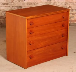 Pamono Mid-Century Teak Chest of 4 Drawers from Stag, 1970s><noscript><img width=