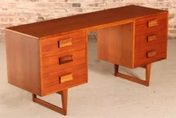 Pamono Mid-Century Teak Dressing Table or Desk with Carved Rosewood Handles, 1960s><noscript><img width=