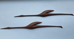 Pamono Mid-Century Teak Heron Wall Sculptures, Denmark, 1960s, Set of 2><noscript><img width=