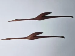 Pamono Mid-Century Teak Heron Wall Sculptures, Denmark, 1960s, Set of 2><noscript><img width=