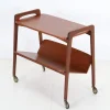 Pamono Mid-Century Teak Serving Trolley with Magazine Rack from Opal Möbel, 1960s> Serving Bar Carts & Trolleys