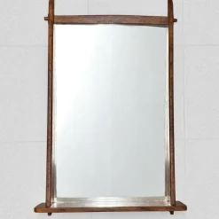 Pamono Mid-Century Teak Wall Mirror with Shelf, Sweden, 1950s><noscript><img width=