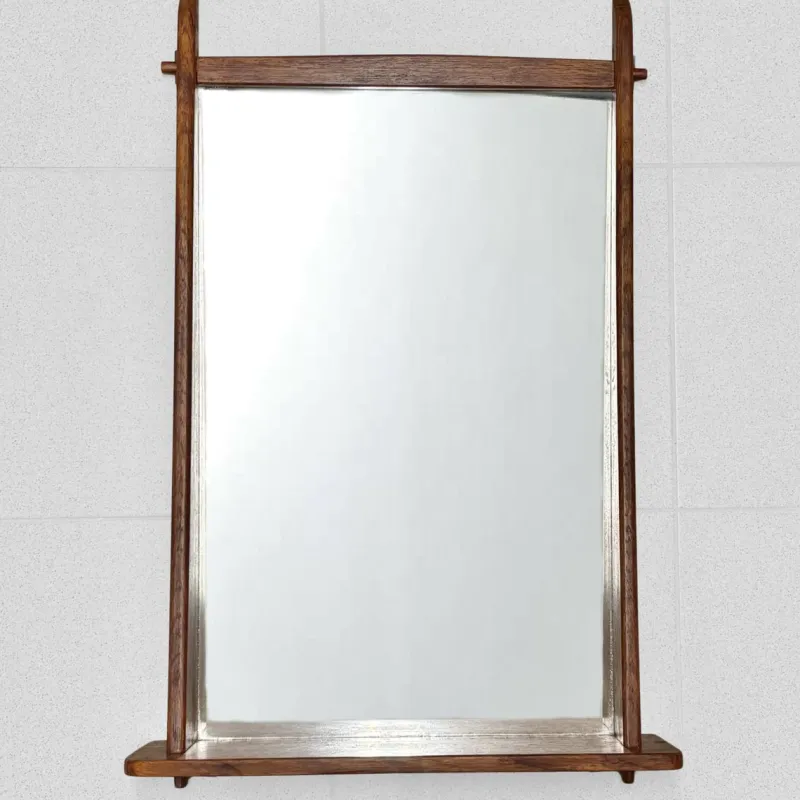Pamono Mid-Century Teak Wall Mirror with Shelf, Sweden, 1950s> Mirrors