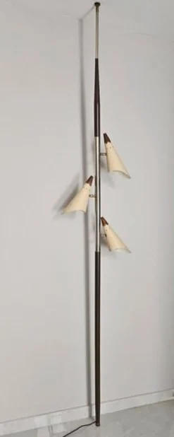 Pamono Mid-Century Tension Pole Lamp with Three Shades attrited to Stilnovo, Italy, 1960s> Floor Lamps