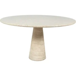 Hot Pamono Mid-Century Travertine Dining Table in the style of Angelo Mangiarotti, Italy, 1970s