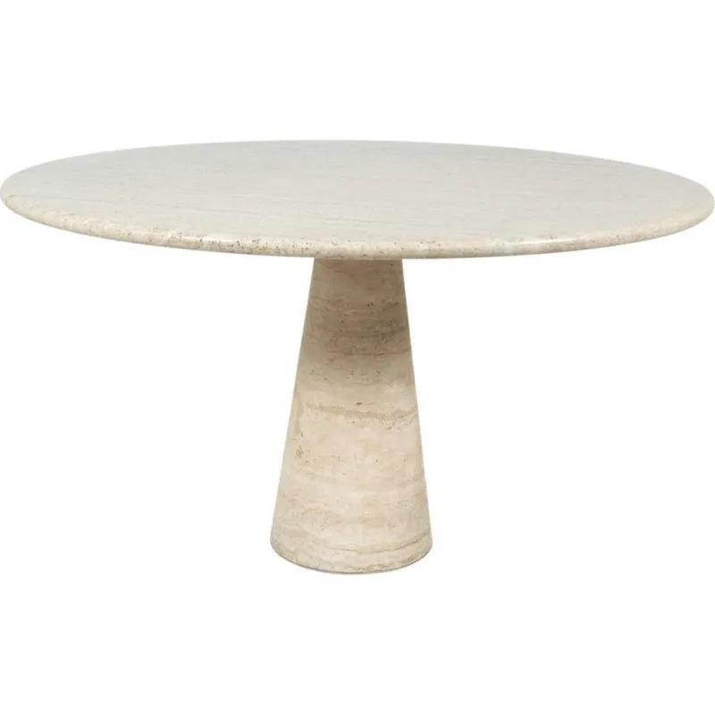 Hot Pamono Mid-Century Travertine Dining Table in the style of Angelo Mangiarotti, Italy, 1970s