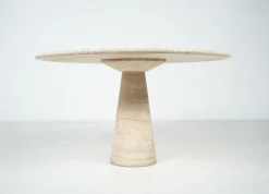 Hot Pamono Mid-Century Travertine Dining Table in the style of Angelo Mangiarotti, Italy, 1970s