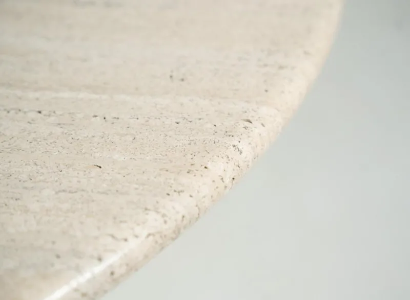 Hot Pamono Mid-Century Travertine Dining Table in the style of Angelo Mangiarotti, Italy, 1970s