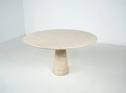Hot Pamono Mid-Century Travertine Dining Table in the style of Angelo Mangiarotti, Italy, 1970s