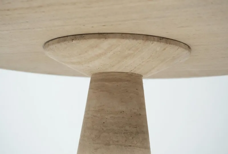 Hot Pamono Mid-Century Travertine Dining Table in the style of Angelo Mangiarotti, Italy, 1970s