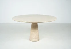 Hot Pamono Mid-Century Travertine Dining Table in the style of Angelo Mangiarotti, Italy, 1970s