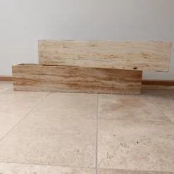 Pamono Mid-Century Travertine Planters, Belgium, Set of 2><noscript><img width=