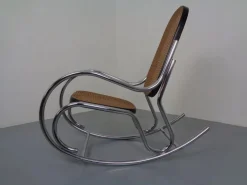 Pamono Mid-Century Tubular Steel & Mesh Rocking Chair, 1960s> Rocking Chairs