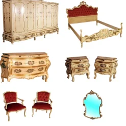 Hot Pamono Mid-Century Venetian Baroque Style Bedroom Set from La Permanente Mobili Cantù, 1950s, Set of 8