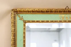 Pamono Mid-Century Venetian Gilt Wall Mirror with Turquoise Pattern, Italy, 1960s><noscript><img width=