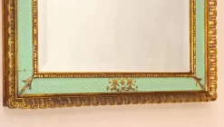 Pamono Mid-Century Venetian Gilt Wall Mirror with Turquoise Pattern, Italy, 1960s><noscript><img width=