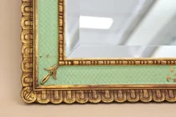 Pamono Mid-Century Venetian Gilt Wall Mirror with Turquoise Pattern, Italy, 1960s><noscript><img width=
