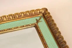 Pamono Mid-Century Venetian Gilt Wall Mirror with Turquoise Pattern, Italy, 1960s><noscript><img width=