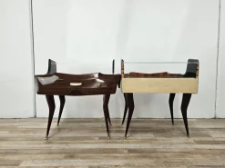 Pamono Mid-Century Venus Bedside Tables in Mahogany and Mirror, 1950s, Set of 2><noscript><img width=