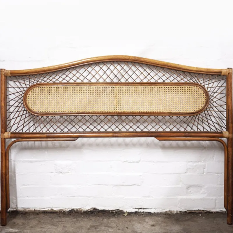 Online Pamono Mid-Century Vintage Bamboo and Rattan Double Bed Headboard, 1960s