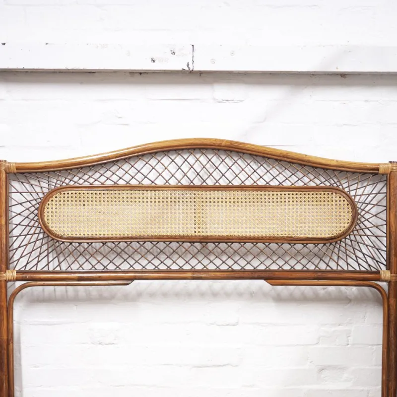 Online Pamono Mid-Century Vintage Bamboo and Rattan Double Bed Headboard, 1960s