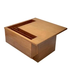 Pamono Mid-Century Walnut Magazine Rack Coffee Table by John Keal for Brown Saltman, 1960s><noscript><img width=