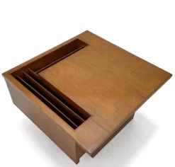 Pamono Mid-Century Walnut Magazine Rack Coffee Table by John Keal for Brown Saltman, 1960s><noscript><img width=