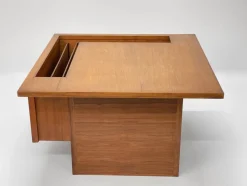 Pamono Mid-Century Walnut Magazine Rack Coffee Table by John Keal for Brown Saltman, 1960s><noscript><img width=