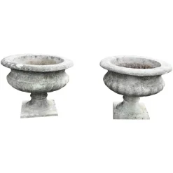 Online Pamono Mid-Century Weathered Cast Stone Garden Planters, 1950, Set of 2