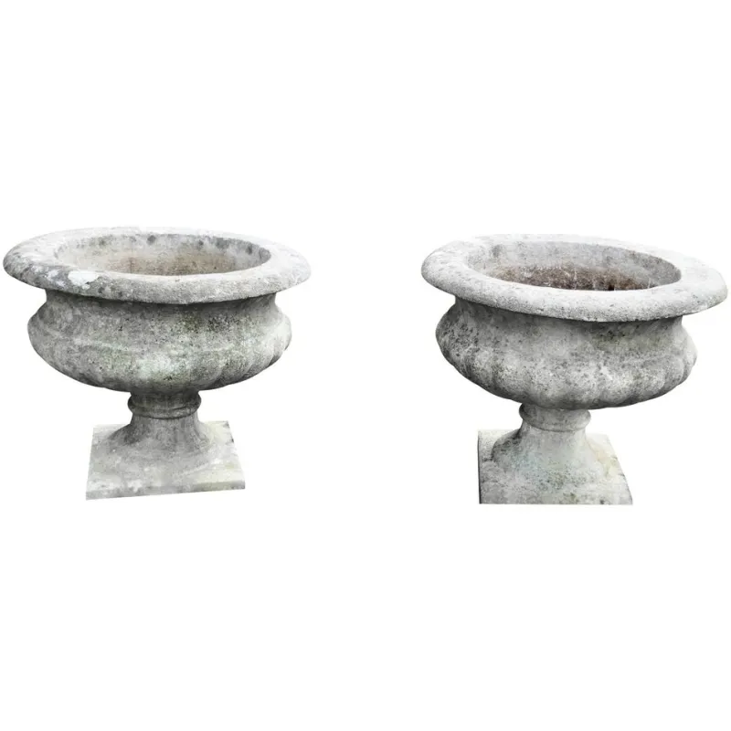 Online Pamono Mid-Century Weathered Cast Stone Garden Planters, 1950, Set of 2
