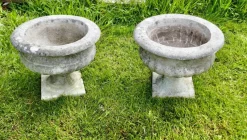 Online Pamono Mid-Century Weathered Cast Stone Garden Planters, 1950, Set of 2